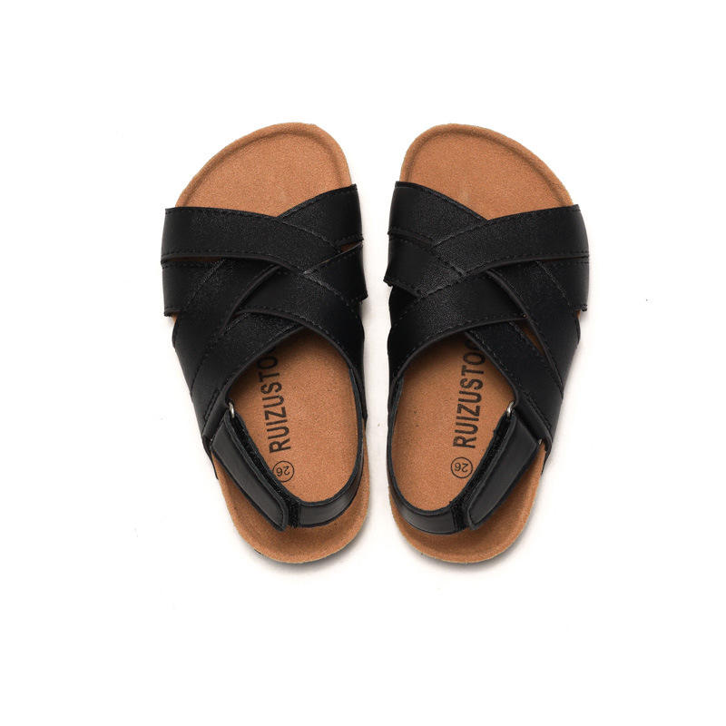 Kids Premium Black Comfort Sandal with Adjustable Strap. - Image 3